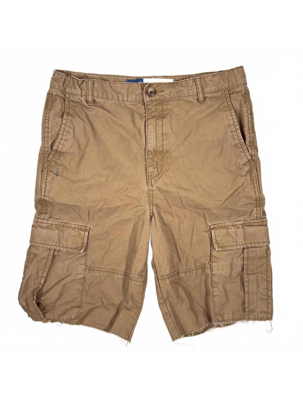 Baggy Khaki Cut-off Cargo Shorts - 30" Waist